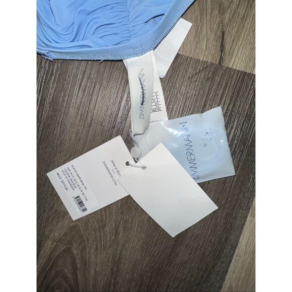 Zimmermann Acacia Draped Bow Bandeau One-Piece Swimsuit in Pale Blue Size US4 $3 - Picture 6 of 6